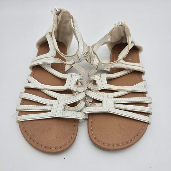 Zoe & Zac White Strapped Flat Sandals With Back Zipper Size 4 - Picture 6 of 8